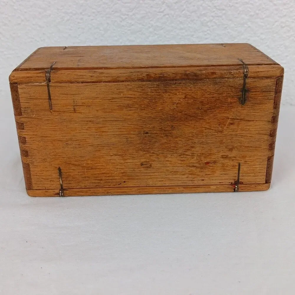 Antique Singer Sewing Machine Folding Oak Puzzle Box & Machine Attachments/1880s